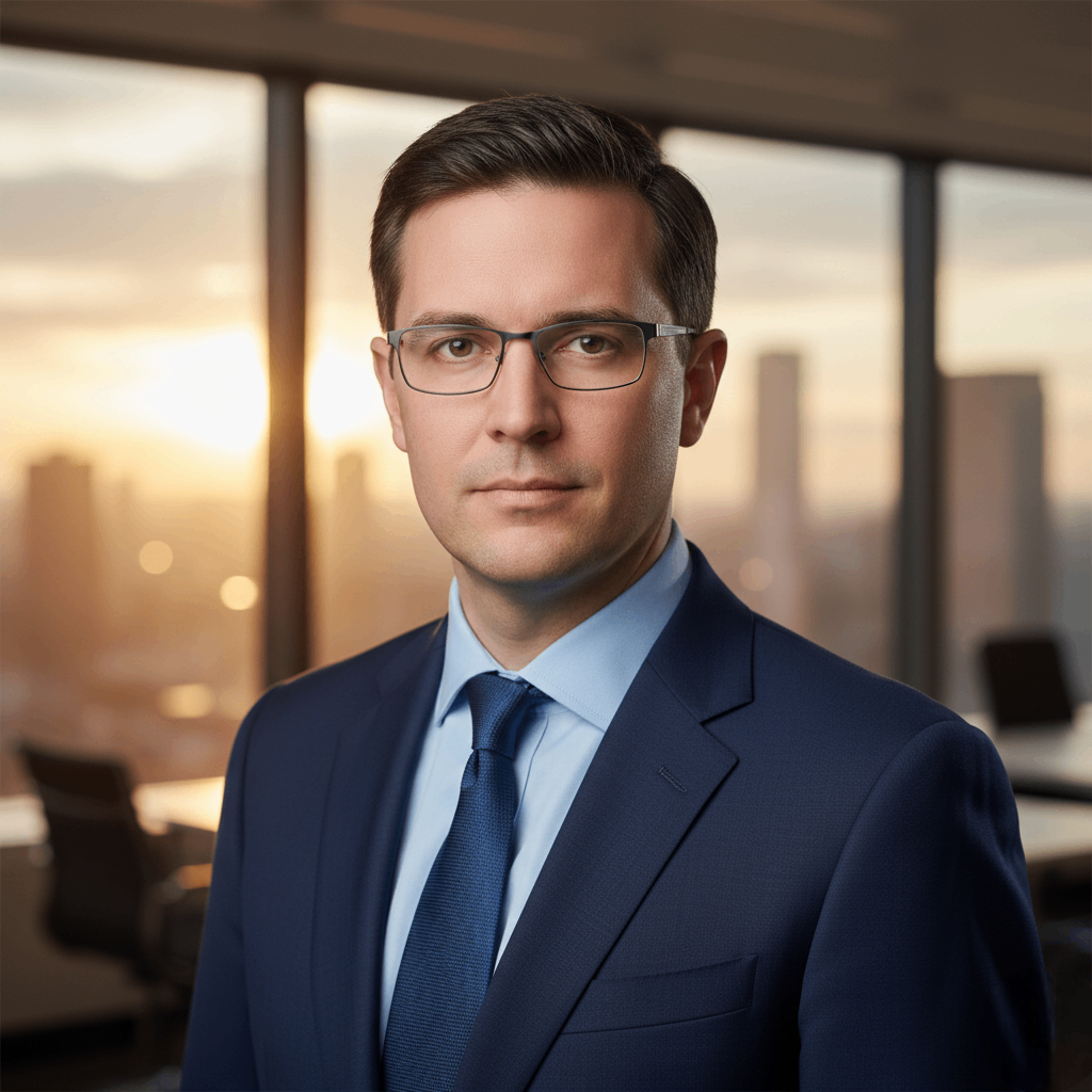 David O'Connor - Head of Compliance, serious man in a tie, professional demeanor